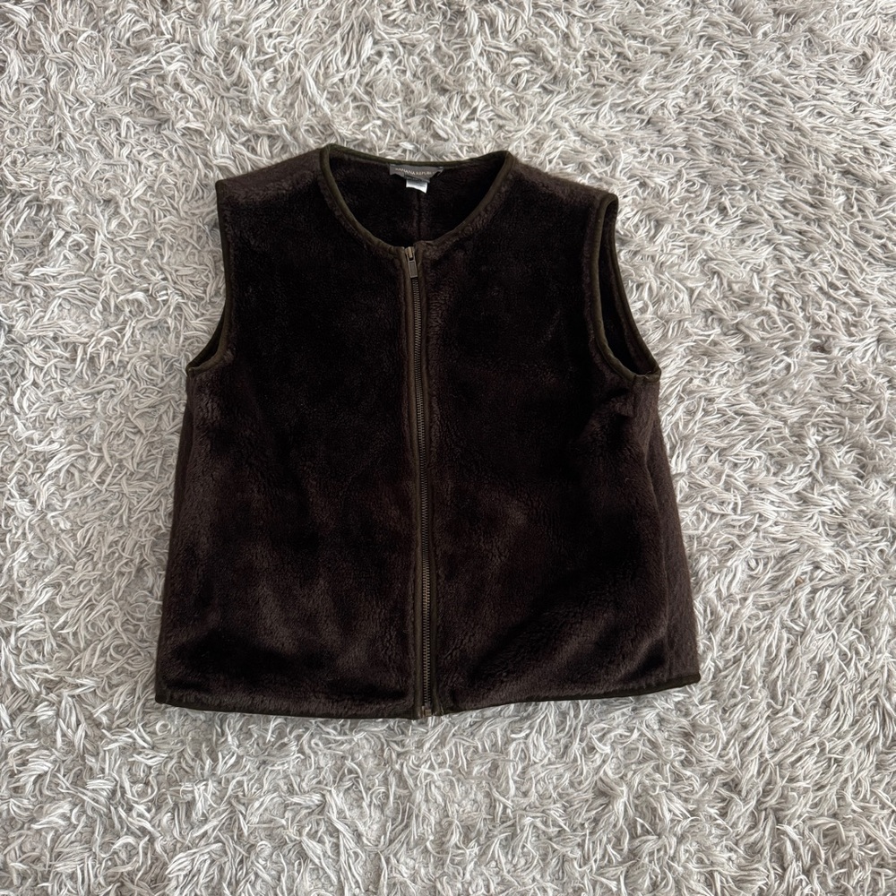 Banana Republic Brown Faux Fur Sleeveless Full Zip Vest